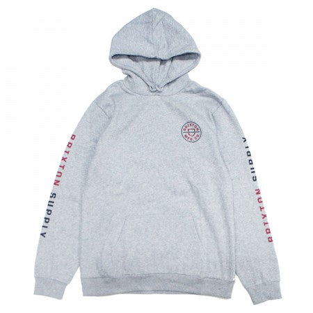 BRIXTON　パーカ　"CREST HOOD"　(Heather Gray / Red)