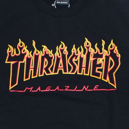 THRASHER　クルースウェット　"FLAME OUTLINE US COTTON CREW SWEAT"　(Black/Yellow)