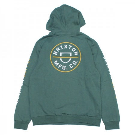 ★30%OFF★ BRIXTON　パーカ　"CREST HOOD"　(Deep Forest / Bright Gold / White)