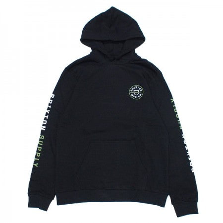 BRIXTON　パーカ　"CREST HOOD"　(Black / Epsom Green / White)