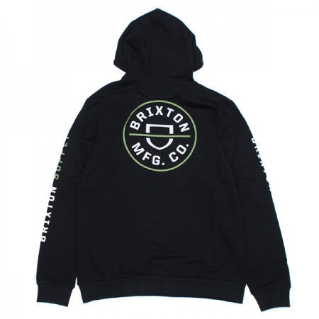 BRIXTON　パーカ　"CREST HOOD"　(Black / Epsom Green / White)