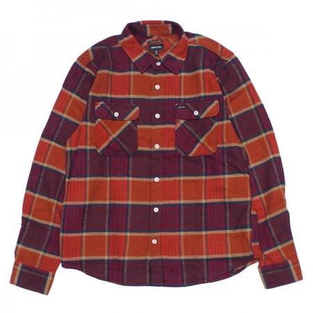 ★30%OFF★ BRIXTON　L/Sシャツ　"BOWERY L/S FLANNEL"　(Mahogany / Burnt Henna / Mars Red)