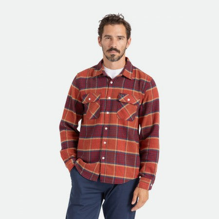 ★30%OFF★ BRIXTON　L/Sシャツ　"BOWERY L/S FLANNEL"　(Mahogany / Burnt Henna / Mars Red)