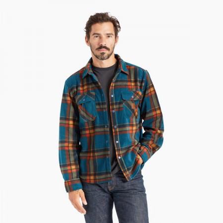 BRIXTON　L/Sシャツ　"BOWERY L/S ARCTIC STRETCH FLEECE"　(Deep Blue Plaid)