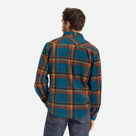 BRIXTON　L/Sシャツ　"BOWERY L/S ARCTIC STRETCH FLEECE"　(Deep Blue Plaid)