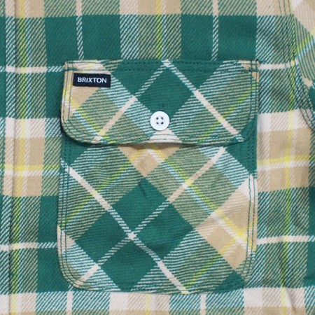 BRIXTON　L/Sシャツ　"BOWERY L/S FLANNEL"　(Washed Pine Needle / Washed Golden Brown / Off White)