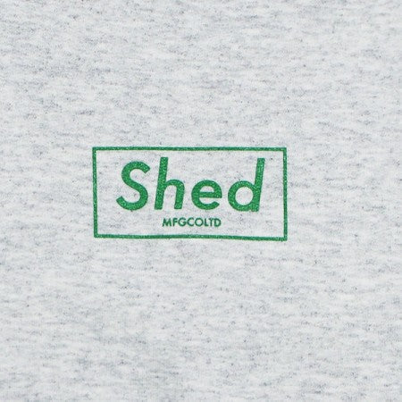 Shed　パーカ　"box hoodie"　(Ash Gray / Green)