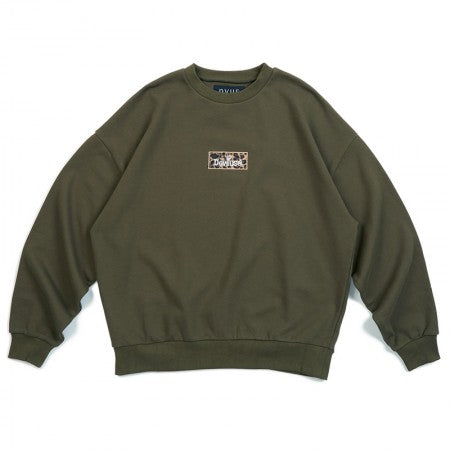 Deviluse　クルースウェット　"LEOPARD BOX LOGO CREWNECK SWEAT"　(Olive)