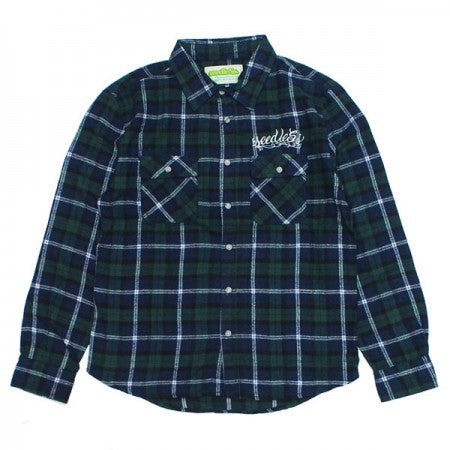 seedleSs　L/Sシャツ　"SD RAISED CHECK NEL SHIRTS"　(Green/Navy)