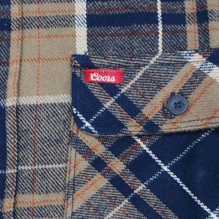BRIXTON × COORS　L/Sシャツ　"BOWERY COORS II L/S FLANNEL"　(Navy Plaid)