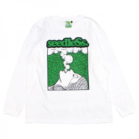 seedleSs　L/S Tシャツ　"SMOKINGGIRL 2020 L/S TEE"　(White/Green)