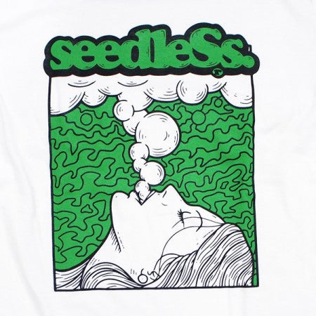 seedleSs　L/S Tシャツ　"SMOKINGGIRL 2020 L/S TEE"　(White/Green)