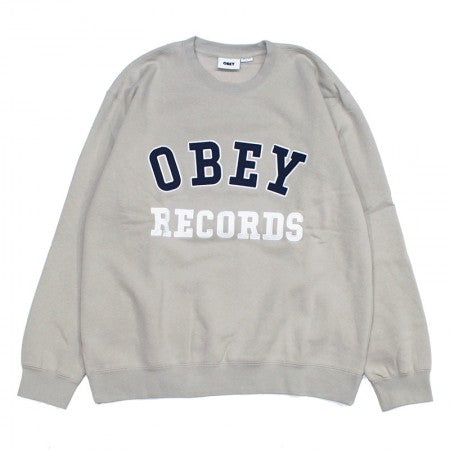 OBEY　クルースウェット　"OBEY RECORDS CREW SWEAT"　(Silver Gray)