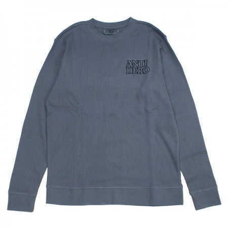 ANTI HERO　サーマルL/STEE　"LIL BLACK HERO OUTLINE L/S WAFFLE KNIT CREW"　(Charcoal / Black)