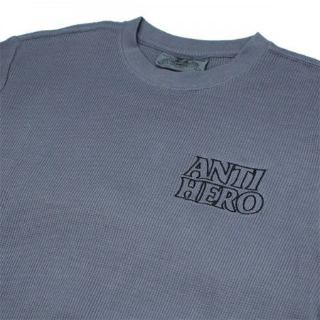 ANTI HERO　サーマルL/STEE　"LIL BLACK HERO OUTLINE L/S WAFFLE KNIT CREW"　(Charcoal / Black)
