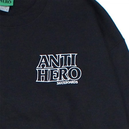 ANTIHERO　クルースウェット　"LIL BLACK HERO OUTLINE EMB CREWNECK"　(Black / White)