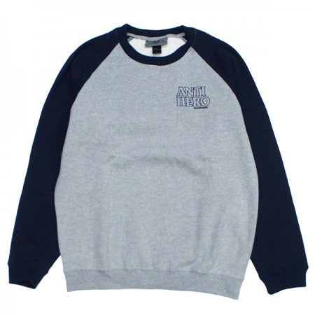 ANTIHERO　クルースウェット　"LIL BLACK HERO OUTLINE CREWNECK"　(Gray Heather / Deep Navy)