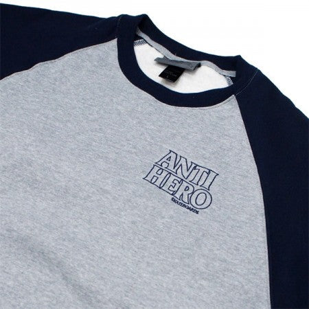 ANTIHERO　クルースウェット　"LIL BLACK HERO OUTLINE CREWNECK"　(Gray Heather / Deep Navy)