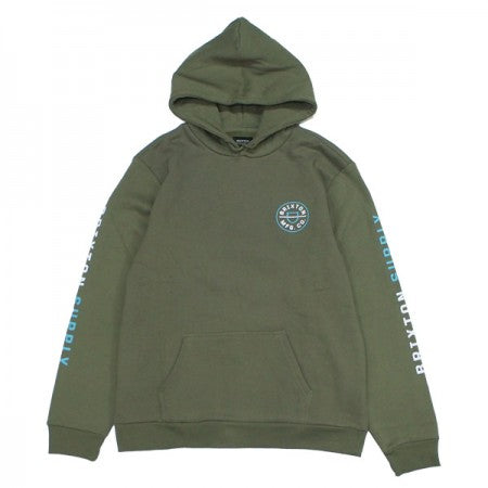 ★30%OFF★ BRIXTON　パーカ　"CREST HOOD"　(Military Olive / Teal / White)