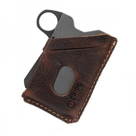 GRIP6　ウォレット　"WALLET + LEATHER AND LOOP"　(Gunmetal / Brown Leather)